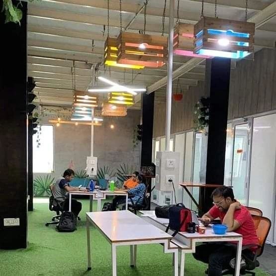 Spacious coworking space at Ideashacks in Faridabad, featuring ample space and flexible layouts for comfortable and productive work environment